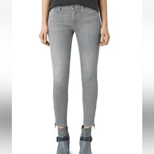 All Saints Mast gray zipper ankle skinny jeans 26
